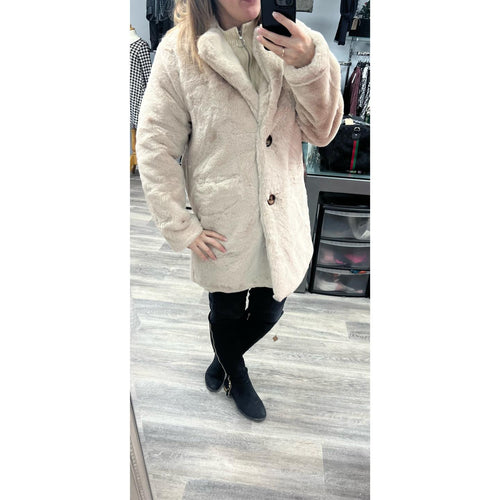 One size beige faux fur coat PRE ORDER